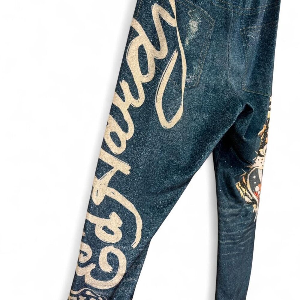 Ed Hardy Embellished Gem Leggings XS Y2K Grunge Punk - Picture 3 of 8